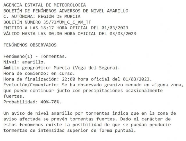 Meteorología avisa de posibilidad de tormentas en la Región de Murcia - 1, Foto 1