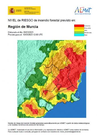 El nivel de riesgo de incendio forestal previsto para hoy es extremo en la Vega del Segura y muy alto en el Altiplano y la Cuenca de Mula y el Altiplano - 1, Foto 1