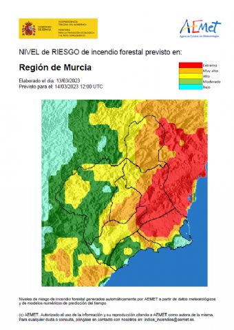 El nivel de riesgo de incendio forestal previsto para hoy es muy alto o alto en la mayor parte de la Región - 1, Foto 1