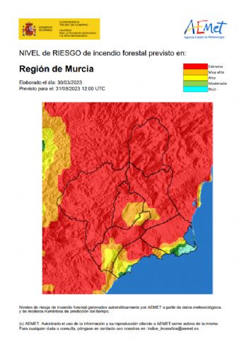 El nivel de riesgo de incendio forestal previsto para hoy viernes es extremo o muy alto en toda la Región - 1, Foto 1