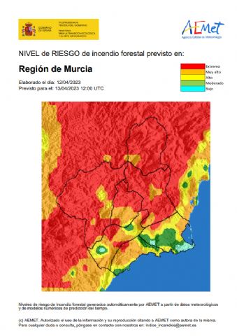 El nivel de riesgo de incendio forestal previsto para hoy es extremo o muy alto en la mayor parte de la Región - 1, Foto 1