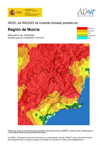 El nivel de riesgo de incendio forestal previsto para hoy viernes es extremo o muy alto en casi toda la Región - 1, Foto 1