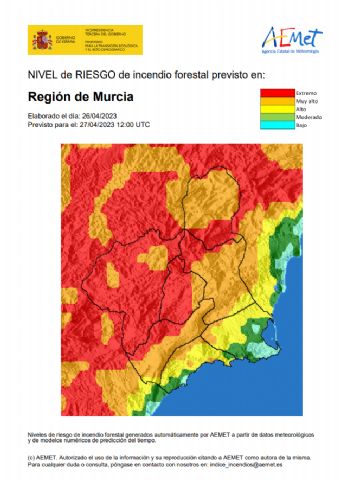 El nivel de riesgo de incendio forestal previsto para hoy es extremo o muy alto en el interior de la Región - 1, Foto 1