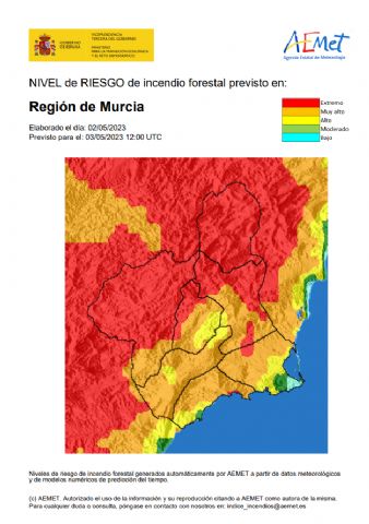 El nivel de riesgo de incendio forestal previsto para hoy miércoles es extremo o muy alto en toda la Región - 1, Foto 1
