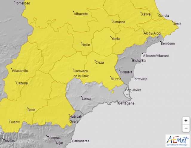 Para esta tarde, aviso amarillo por lluvia y tormentas en Noroeste, Altiplano y Vega del Segura - 1, Foto 1