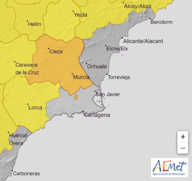 Meteorología amplia el nivel de fenómenos adversos a nivel Naranja en la Vega del Segura, Murcia, Foto 1