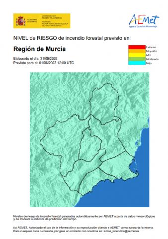 El nivel de riesgo de incendio forestal previsto para hoy jueves es bajo en toda la Región de Murcia - 1, Foto 1