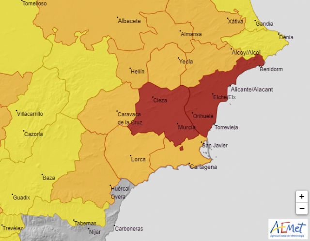 Meteorología mantiene aviso por temperaturas de hasta 44º C hoy y añade aviso por tormentas con rachas de viento muy fuerte para esta tarde - 1, Foto 1
