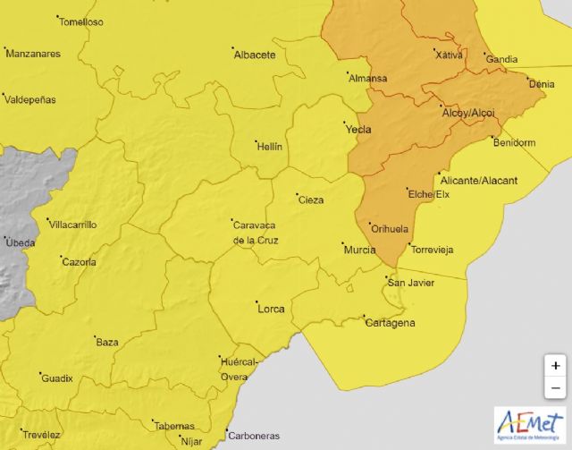 Nivel amarillo por lluvias para hoy en la Región de Murcia - 1, Foto 1