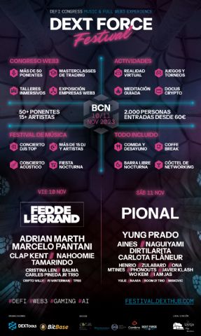 Blockchain, DeFi, Web3, IA y una experiencia inmersiva acompañada de músicos internacionales aterrizan en Barcelona los próximos 10 y 11 de noviembre en el DEXT FORCE Festival - 1, Foto 1