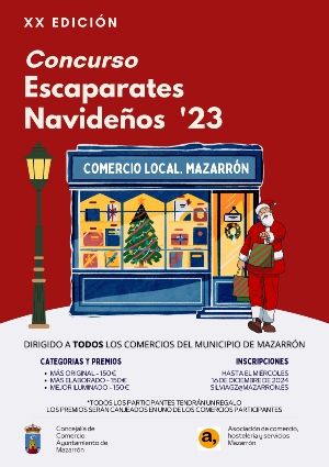 El Ayuntamiento de Mazarrn y ACOMA lanzan el XX Concurso de Decoracin de Escaparates de Navidad 2023 para impulsar el comercio local, Foto 1