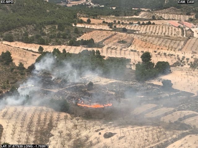 Servicios de Emergencias intervienen en un incendio forestal en Zarzadilla de Totana - 1, Foto 1
