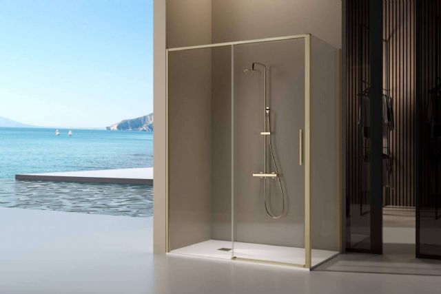 Mamparas Blau ofrece mamparas de baño con perfil negro y de oro cepillado - 1, Foto 1