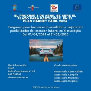 Abierto el plazo de inscripción en el plan carnet fácil para mejorar la empleabilidad en el municipio de Mazarrón - 1, Foto 1