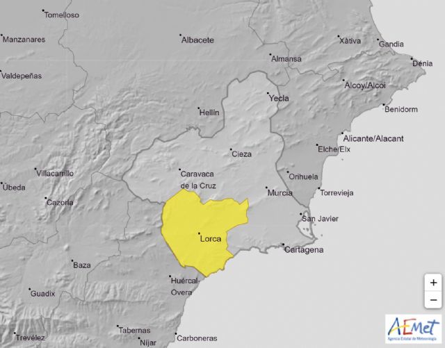 Meteorología emite aviso de fenómenos adversos de nivel amarillo por tormentas en curso en el Valle del Guadalentín, Lorca y Águilas, Foto 1