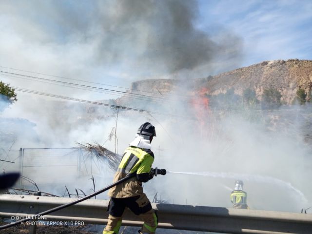 Incendio de cañas en la carretera La Puebla - Mula - 1, Foto 1