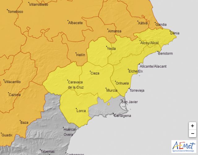 Meteorología mantiene su aviso amarillo por altas temperaturas en toda la Región para mañana viernes, excepto en el Campo de Cartagena y Mazarrón - 1, Foto 1