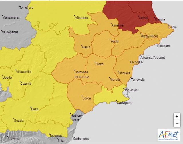 Meteorología informa de aviso naranja por altas temperaturas en toda la Región, excepto en el Campo de Cartagena y Mazarrón que es amarillo - 1, Foto 1