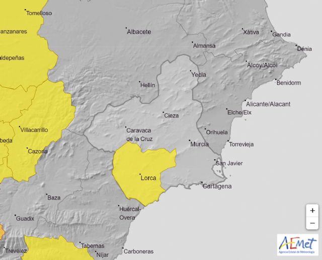La Agencia Estatal de Meteorología informa de avisos por fenómenos adversos de nivel AMARILLO en el Valle del Guadalentín, Lorca y Águilas - 1, Foto 1
