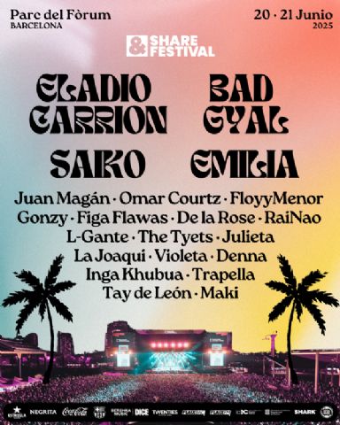 Eladio Carrión, Emilia, Bad Gyal y Saikoencabezan el Share Festival 2025: descubre el cartel completo - 1, Foto 1