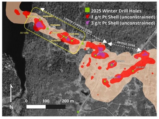 Clean Air Metals intercepta 41,0 m con una graduación de 13,2 g/t Pt.eq en el proyecto Current - 1, Foto 1