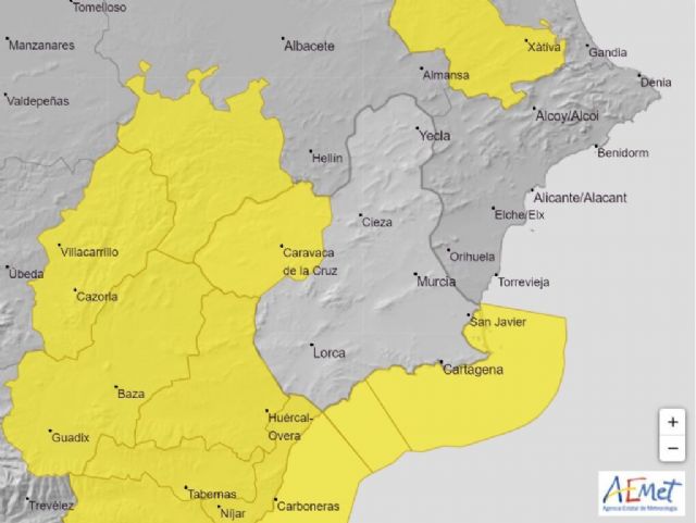 Meteorología mantiene aviso amarillo por fenómenos costeros, ampliando para mañana el aviso por vientos en el Noroeste de la Región de Murcia - 1, Foto 1