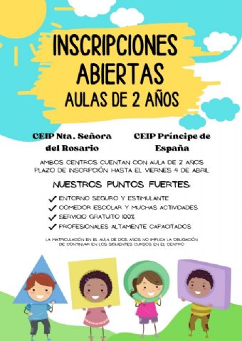 ltima semana para matricular a nios de dos aos en las aulas de los Centros Educativos, Foto 1