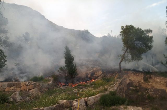 Desplegados efectivos del Plan Infomur para sofocar el incendio forestal declarado a la entrada de Blanca - 1, Foto 1