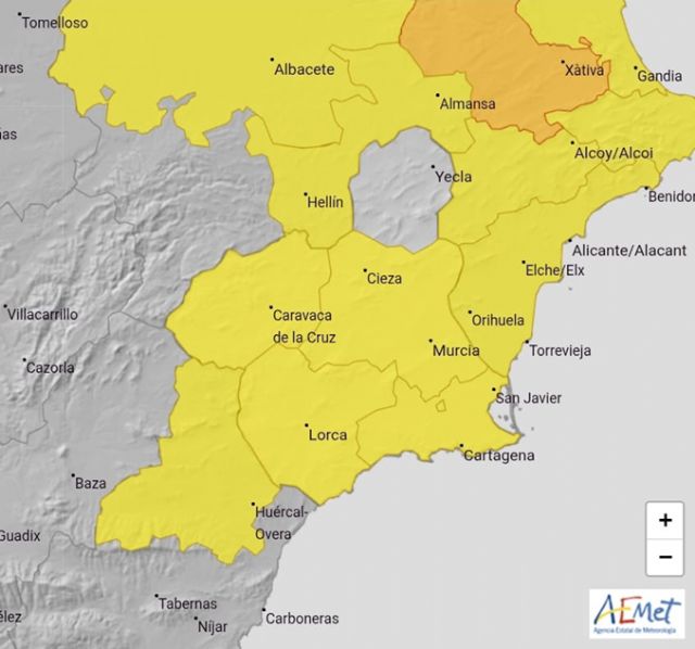 Se cancelan los fenómenos meteorológicos de nivel naranja por tormentas y actualiza los de nivel amarillo por lluvias y tormentas en la Región de Murcia - 1, Foto 1