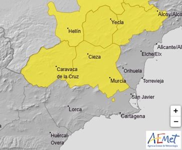 La Agencia Estatal de Meteorología informa de fenómenos adversos de nivel amarillo por lluvias y tormentas en la Región de Murcia para el próximo martes 13 de mayo - 1, Foto 1