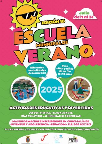 Abierto el plazo de inscripción para la Escuela De Verano Municipal 2025 en Mula - 1, Foto 1