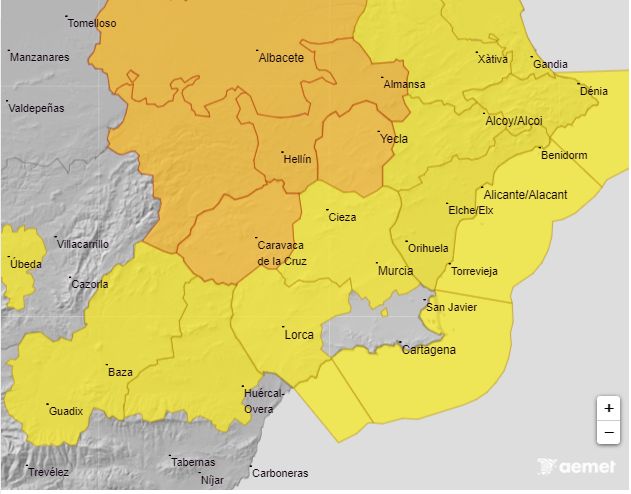 La Agencia Estatal de Meteorología actualiza y amplía aviso de fenómenos adversos de nivel naranja por lluvias y tormentas en la Región de Murcia para hoy 24 de julio - 1, Foto 1