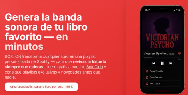La startup BOKTON lanza la primera app que transforma cualquier libro en una playlist de Spotify con IA - 1, Foto 1