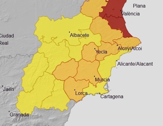 AEMET activa alerta naranja por lluvias en la Regin de Murcia desde las 12:00 horas, Foto 1