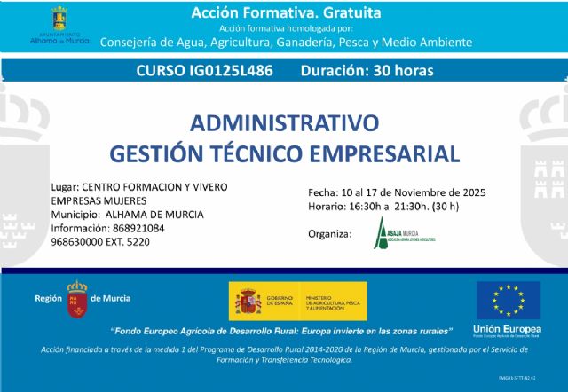 Nuevo curso gratuito en Alhama: Administrativo. Gestin Tcnico Empresarial, Foto 1