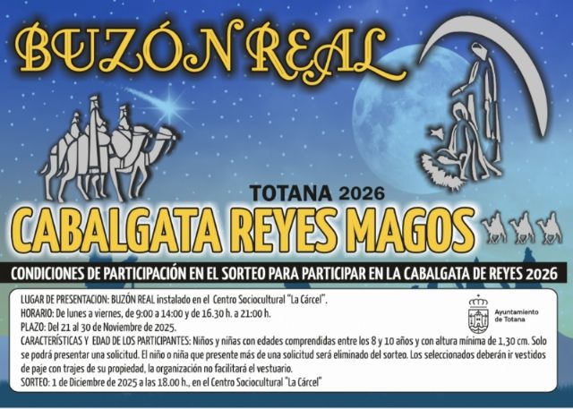 Condiciones para participar en la actividad del Buzón Real de cara a formar parte de la tradicional Cabalgata de Reyes´2026 Condiciones para participar en la actividad del Buzón Real de cara a formar parte de la tradicional Cabalgata de Reyes´2026