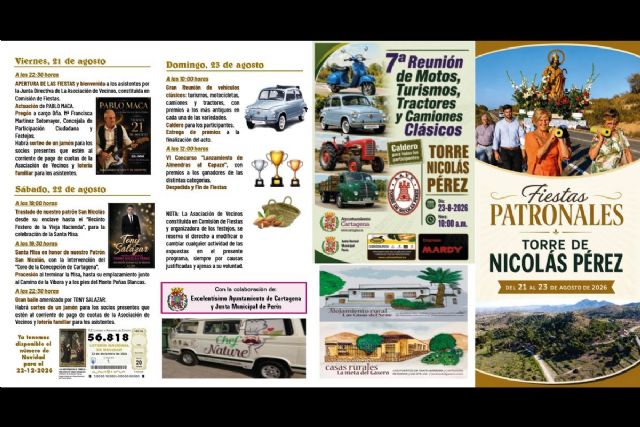 Torre de Nicol�s P�rez celebra sus fiestas patronales en honor a San Nicol�s del 21 al 23 de agosto