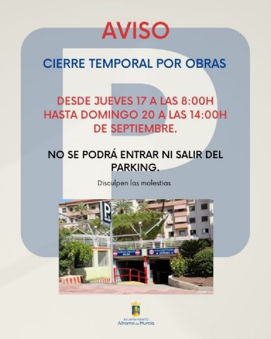 El parking municipal permanecerá cerrado temporalmente por obras del 17 al 20 de septiembre El parking municipal permanecerá cerrado temporalmente por obras del 17 al 20 de septiembre