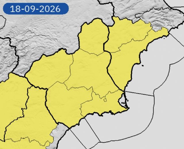 Aviso amarillo por lluvias este viernes en Alhama de Murcia