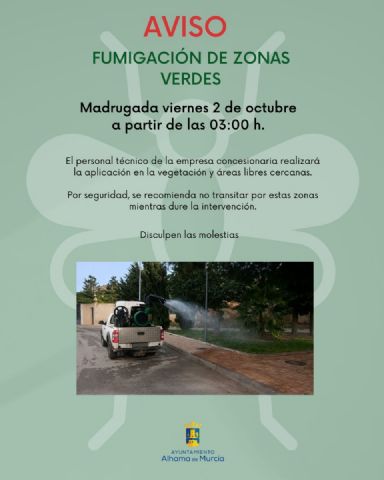 Aviso a la poblaci�n por una fumigaci�n contra los mosquitos durante la madrugada del viernes 2 de octubre
