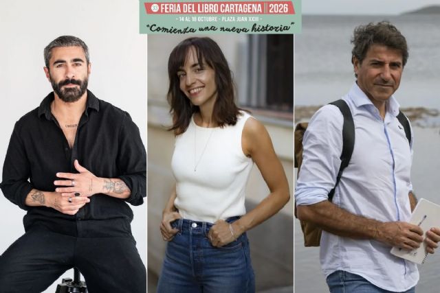 Rayden, Marta Jim�nez Serrano y Miguel �ngel Ruiz, este jueves en la Feria del Libro de Cartagena