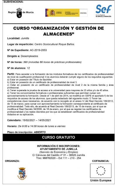 Abierto el plazo de inscripción para los cursos 'Organización y gestión de almacenes' y '+Formación' - 1, Foto 1