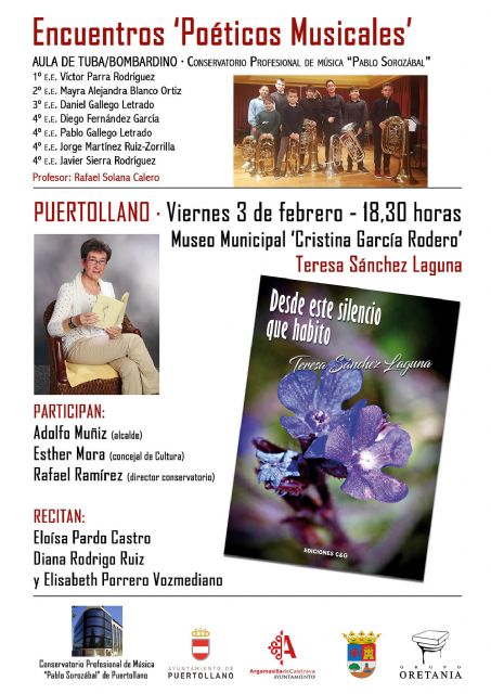 La poeta valdepe&ntilde;era Teresa Sánchez Laguna y el Aula de Tuba y Bombardino del Pablo Sorozábal protagonistas del encuentro poético musical en Puertollano - 2, Foto 2