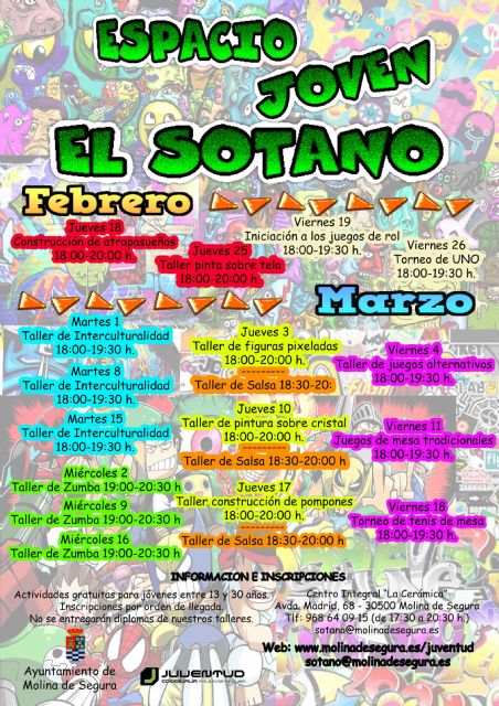 El espacio joven El Sótano de Molina de Segura pone en marcha su programa de actividades gratuitas para los meses de febrero y marzo de 2016 - 1, Foto 1