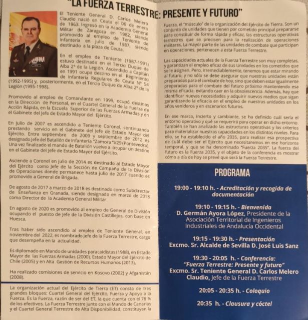 España. Sevilla . En la Sala Antonio Machado de la Fundación Cajasol de Sevilla, conferencia del Teniente General Carlos Melero Claudio - 5, Foto 5