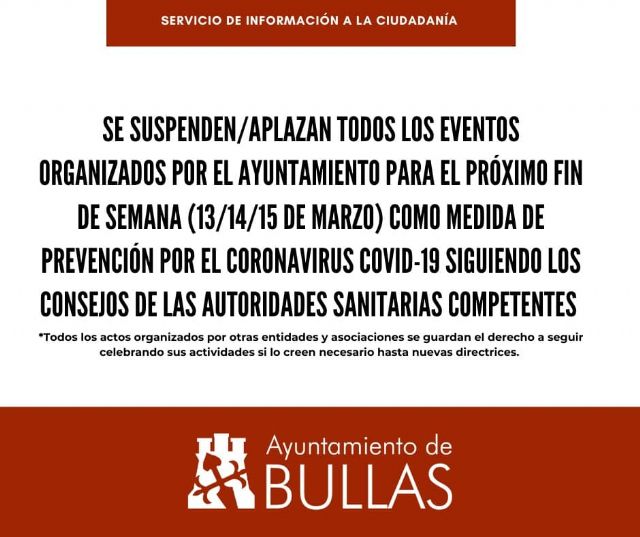 Suspendidas las actividades del fin de semana en Bullas - 5, Foto 5
