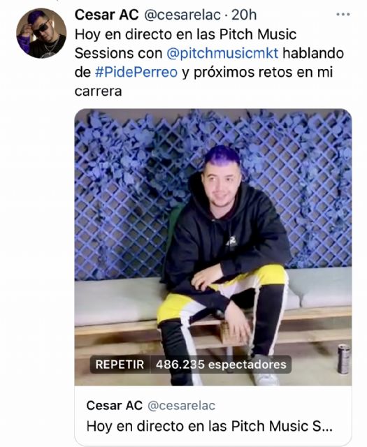 Cesar AC consigue cerca de medio millón de espectadores en las Pitch Music Sessions en Twitter - 2, Foto 2