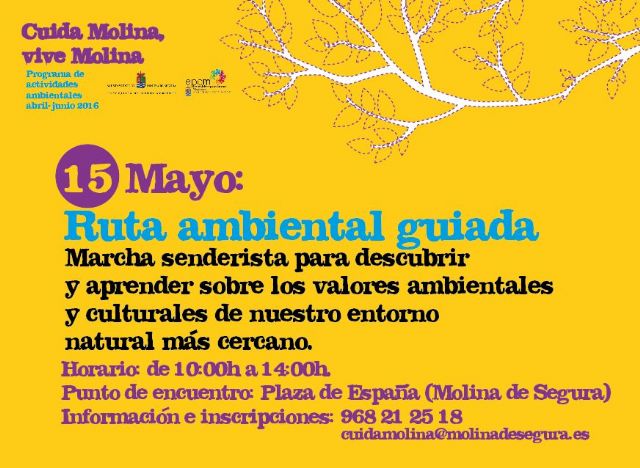 El Ayuntamiento de Molina de Segura invita a participar en la Ruta Ambiental Guiada para conocer el entorno natural más cercano el domingo 15 de mayo - 1, Foto 1