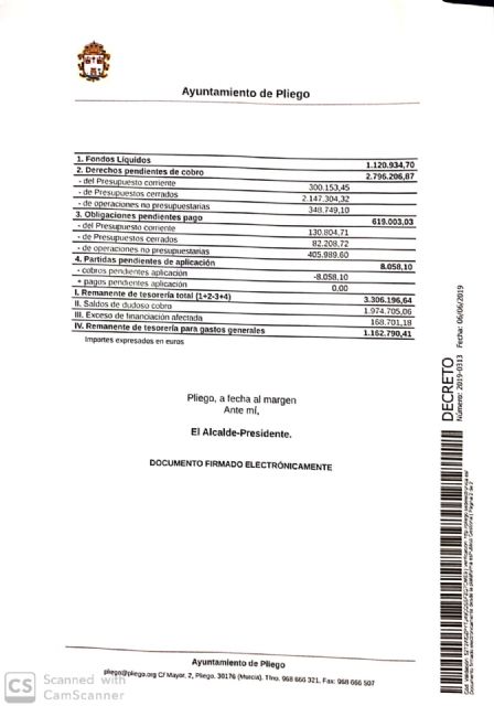 El Ayuntamiento de Pliego finalizó 2018 con una buena situación económica logrando un superávit de más de 270.000€ - 2, Foto 2