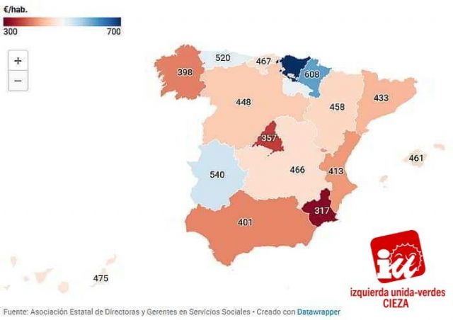 IU-Verdes de Cieza denuncia que Murcia fue la comunidad autónoma con menor inversión en servicios sociales durante 2021 - 1, Foto 1